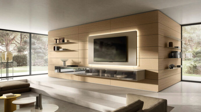 porta tv con boiserie